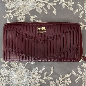 Coach Rouched Leather Zip Around Wallet